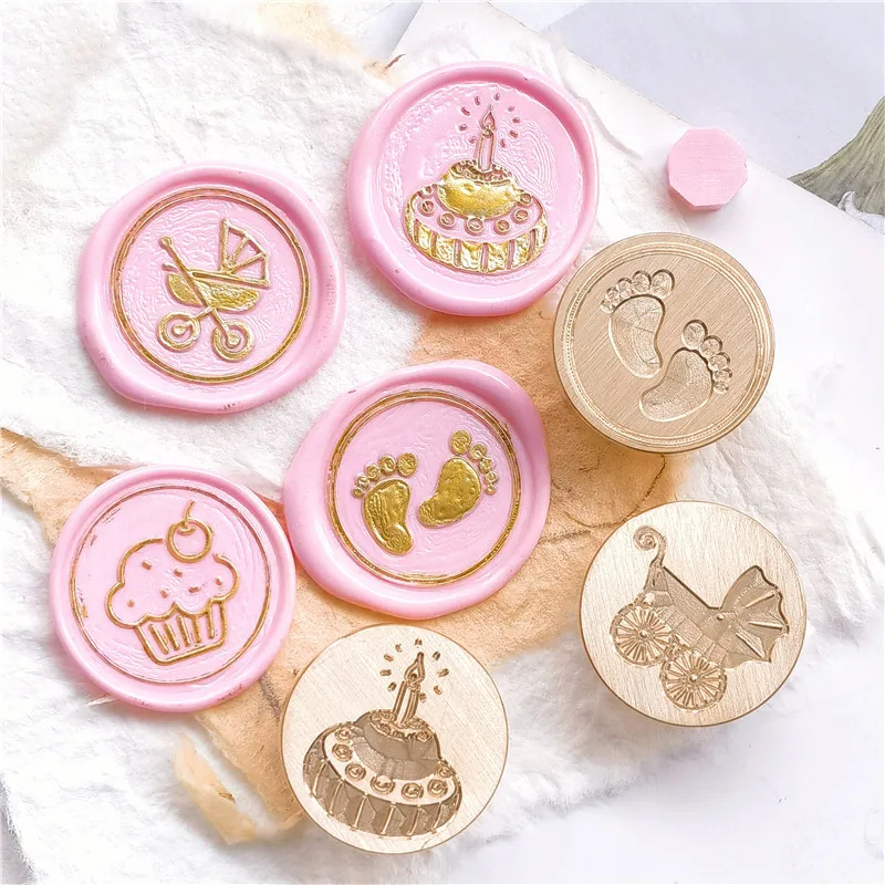 Baby shower Wax Seal stamp Happy Birthday Cake Sealing Stamp New Year Scrapbooking Cards Envelopes Wedding Invitations Packaging