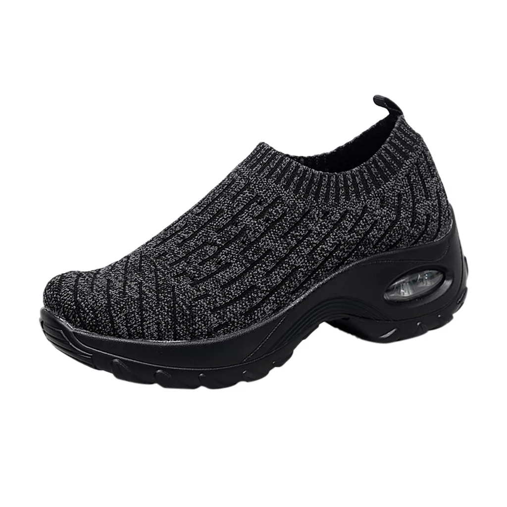 

SAGACE Sneaker 2020Women Ladies Mesh Breathable Non-slip Slip-On Wedges Sneaker Thick-Soled Walking Round Toe Casual Shoes X0116
