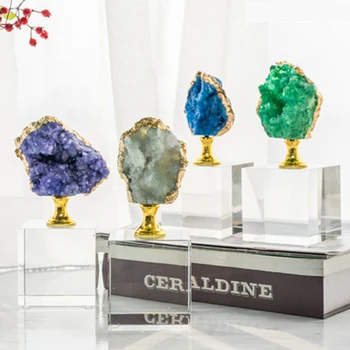 

Ins Nordic luxury crystal base ornaments agate stone Creative crafts Home desktop decoration Valentine's day wedding gifts