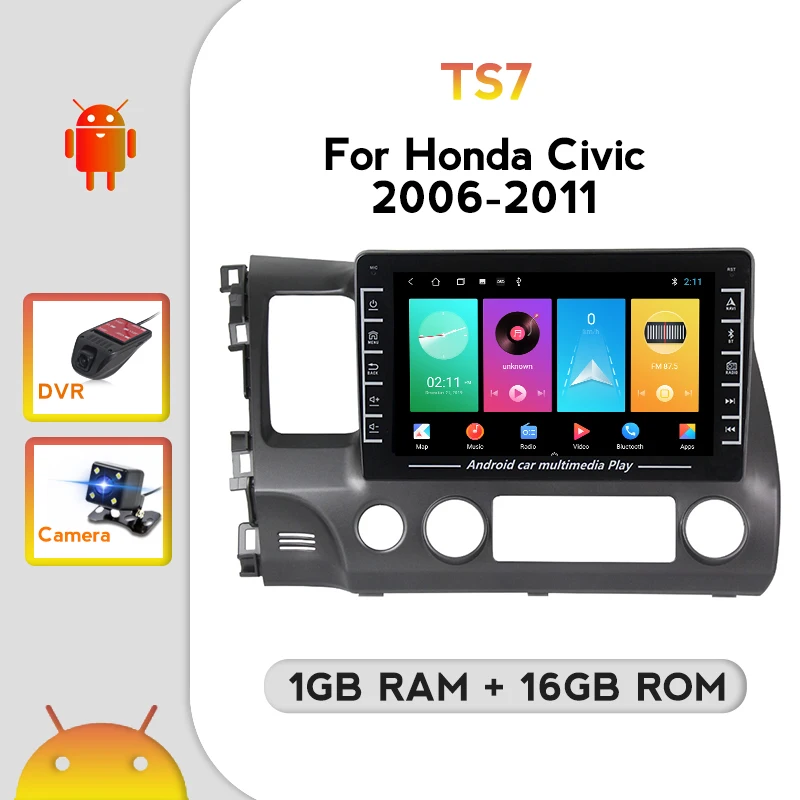 1080P Car Auto Radio IPS For Honda Civic 2006-2011 Android Video Player Multimedia Carplay WIFI GPS FM Stereo Navigation DVR BT |
