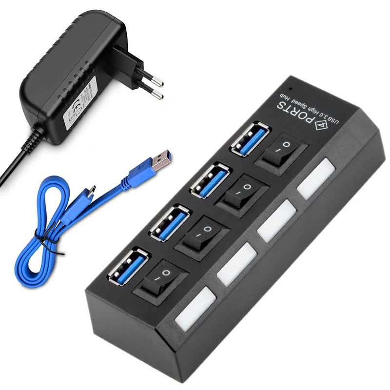 Usb-Splitter Switch Laptop-Accessories 2a-Power-Adapter Multiple Usb 4-Port Expander