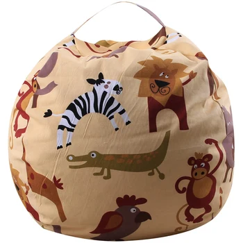 

1Pc Kids Stuffed Animal Plush Toy Storage Bean Bag Clothing Storage Bag Soft Pouch Stripe Fabric Chair