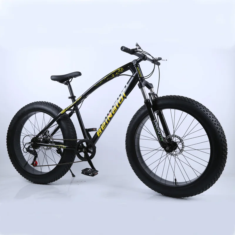 24inch black Снег пляж горный велосипед 24or26 Дюймов 4,0 с толстыми покрышками 7/21/24 скорости с высоким содержанием углерода стальная рама двойной дисковый тормоз песчаный горный велосипед - Цвет: 24inch black