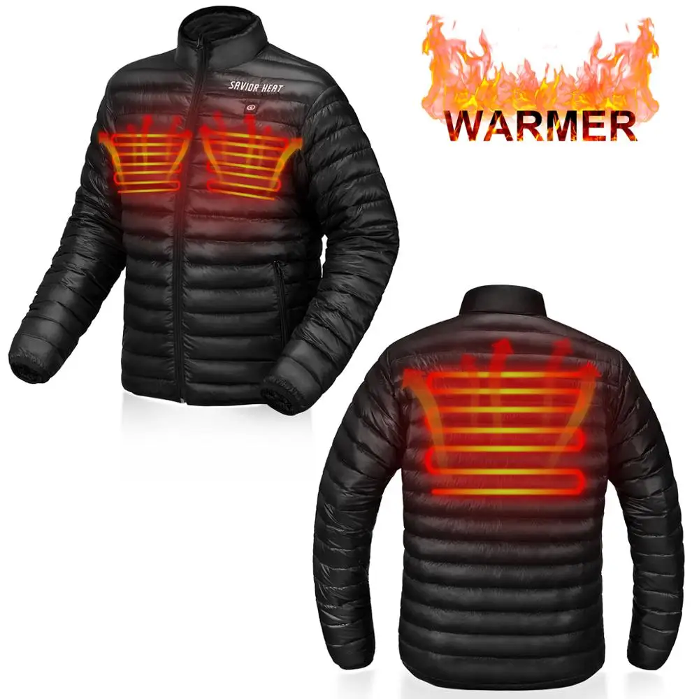 Спаситель зимний теплый пуховик наружная батарея нагревающая одежда теплая уличная походная теплая куртка - Цвет: Черный