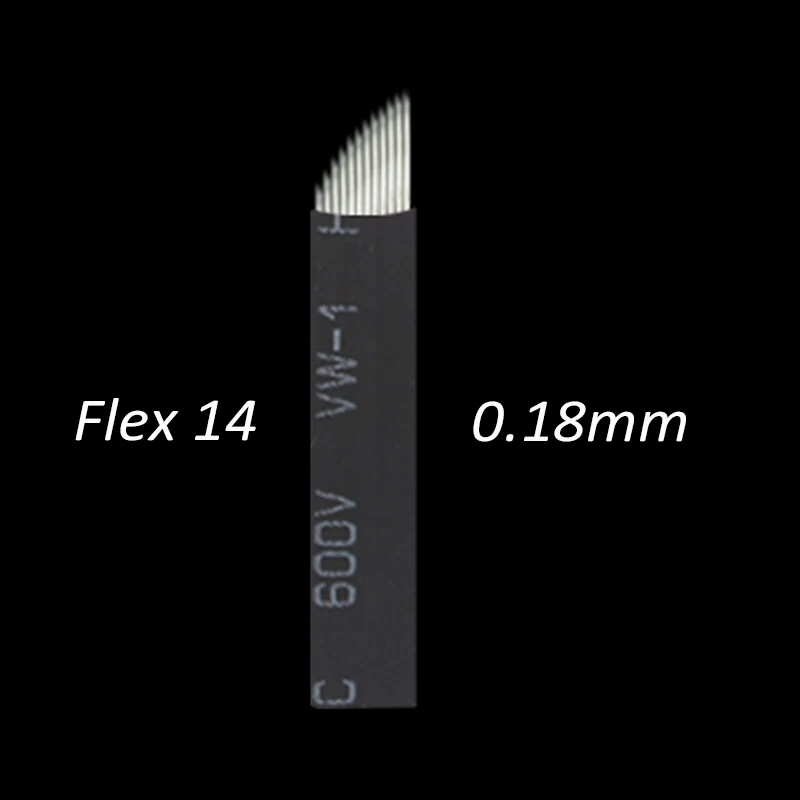 100pcs 0.18mm Lamina Tebori Flex Microblading 12 14 16 18 U shape Tattoo needles for Permanente makeup Eyebrow Blades Manual pen-8