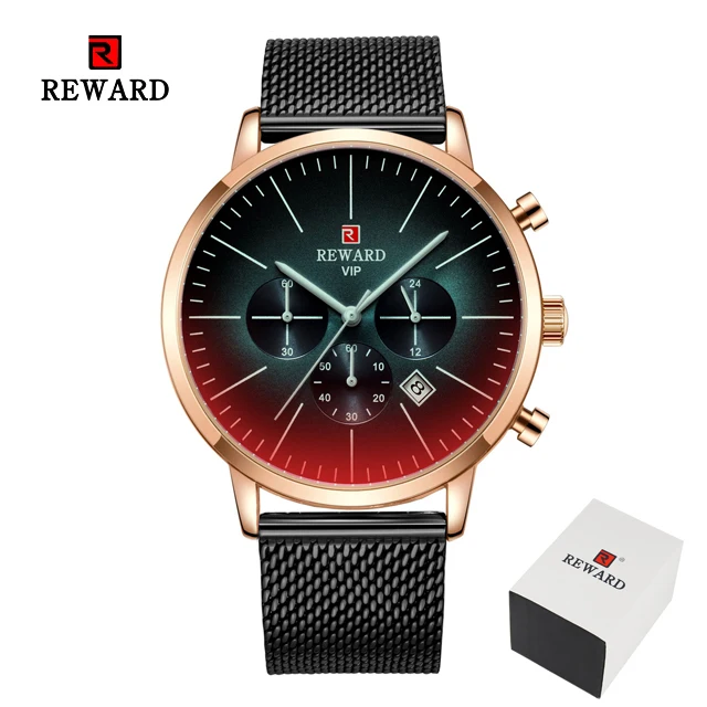 Steel Black Gold Box Новинка, Модные Цветные часы с ярким стеклом для мужчин, топ класса люкс, Брендовые мужские часы с хронографом из нержавеющей стали, деловые часы, мужские наручные часы - Цвет: Steel Black Gold Box