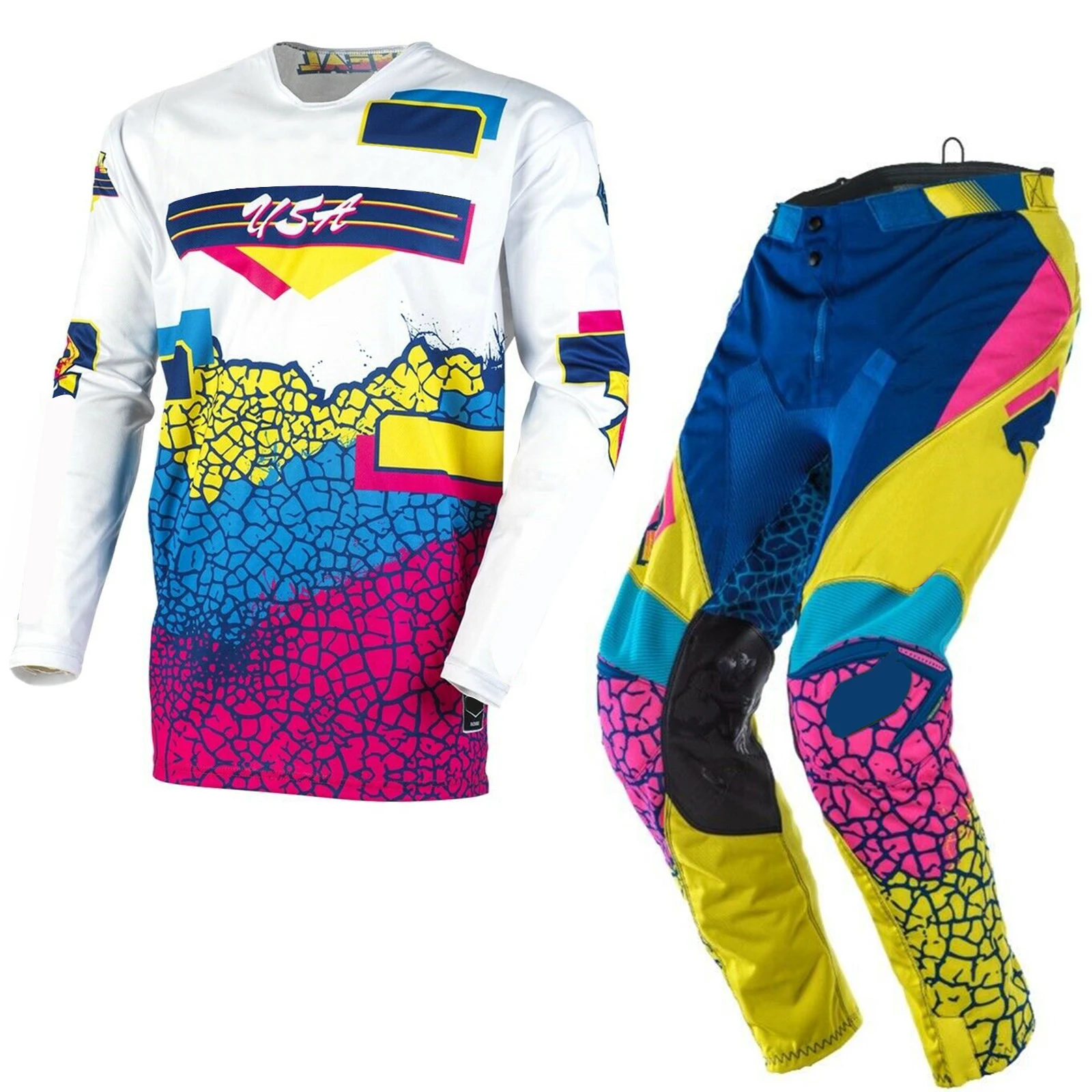 Новинка MX Racing Mayhem-Lite Crank Jersey Pant MX Мотокросс Dirt ATV Offroad gear Combo - Цвет: Multi
