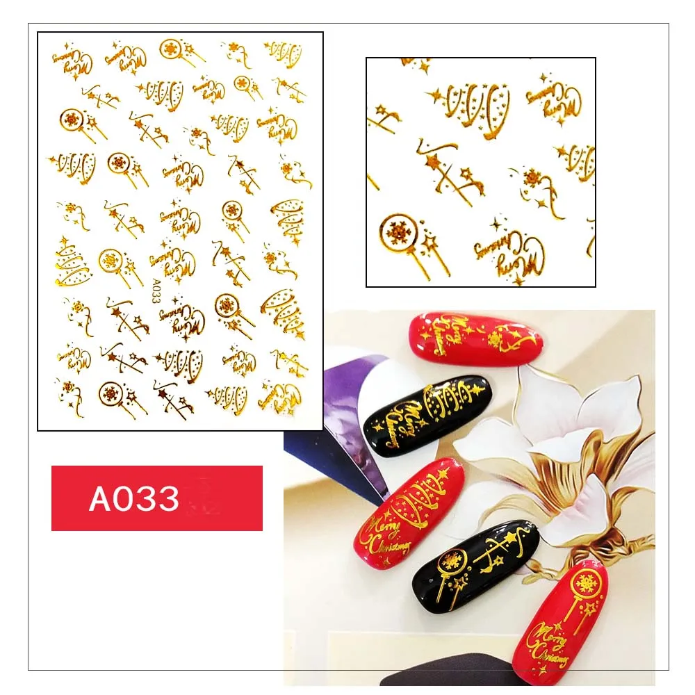 

3D Christmas Designs Nail Decals Back Glue Nail Stickers For Nail Tips Beauty DIY