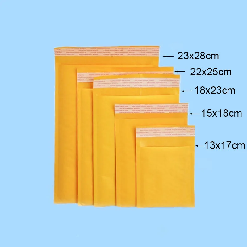 10PCS Yellow Kraft Paper Bubble Envelopes Bags Padded Mailers Shipping Envelope With Bubble Packaging Bags Courier Storage