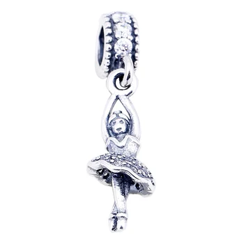 

Authentic 925 Sterling Silver Bead Charm Vintage ballerina Dancer Pendant Beads Fit Pandora Bracelet Bangle DIY Jewelry
