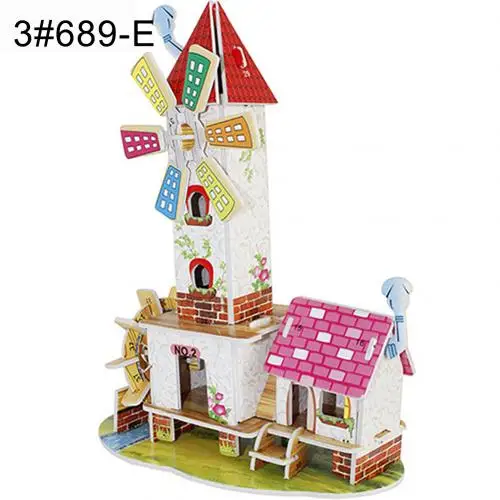 3D DIY Puzzle Castle Assembling Model Cartoon House Paper Toy Kid Early Learning Construction Pattern Gift Children House Puzzle diy house kits Model Building Toys