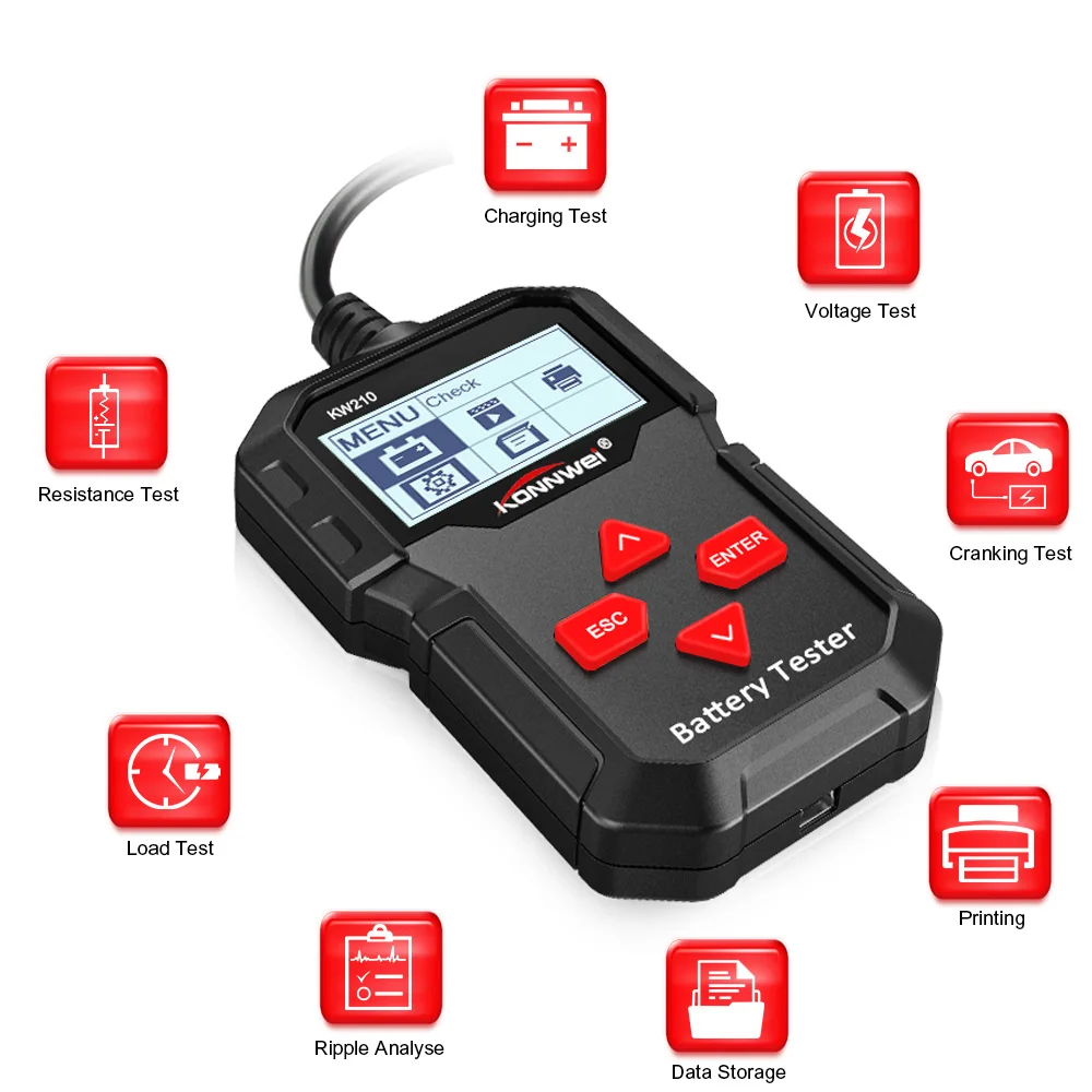 US $29.73 Konnwei Kw210 Car Battery Tester Automatic 12v 100 To 2000cca Battery Tools For The Car Quick Cranking Charging Diagnostic