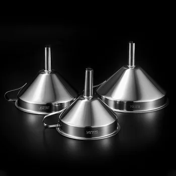 

Multifunctional Oil Funnel Stainless Steel Wide Mouth Canning Funnel Flask Filter for Oil Wine Water Spices Kitchen Cooking Tool