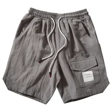 Японские шорты с эластичной резинкой на талии, мужские пляжные шорты в стиле Харадзюку,, летние мужские модные шорты для отдыха из полиэстера на Рождество, новинка, 50DK27