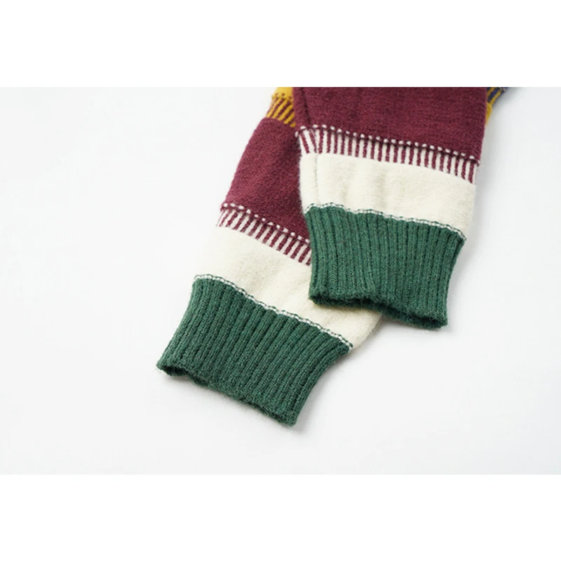 [EAM] Striped Leisure Knitting Sweater Loose Fit