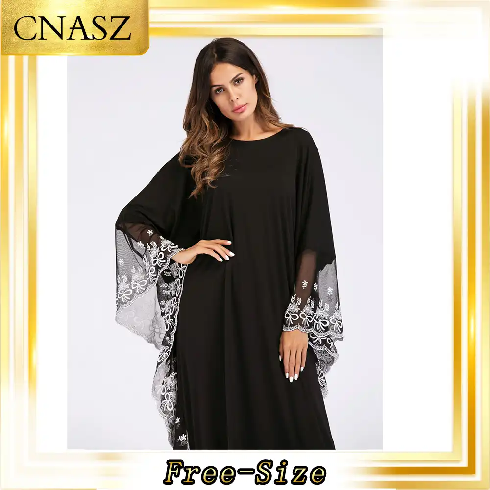 Abaya Dubai Muslim Dress Costumes Hui Dubai Lace Side Bat Sleeve Robe Large Size Women S Dress Aliexpress