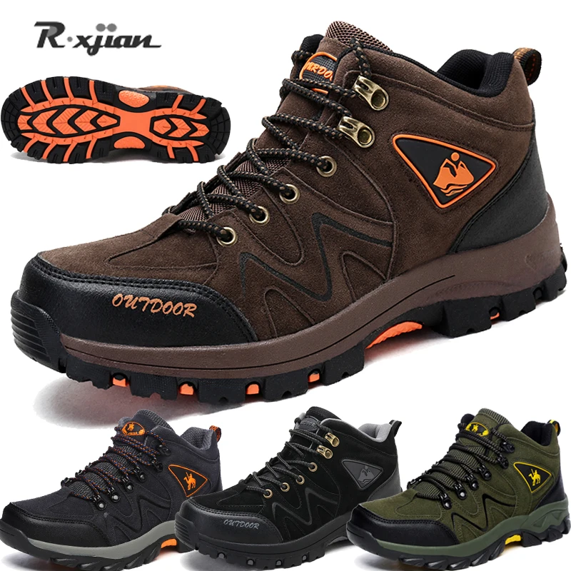 

2020 Brand Men Hiking Shoes Waterproof Tactical Boots Outdoor Climbing Sneaker Winter Warm Trekking shoe High-top Plus Velvet