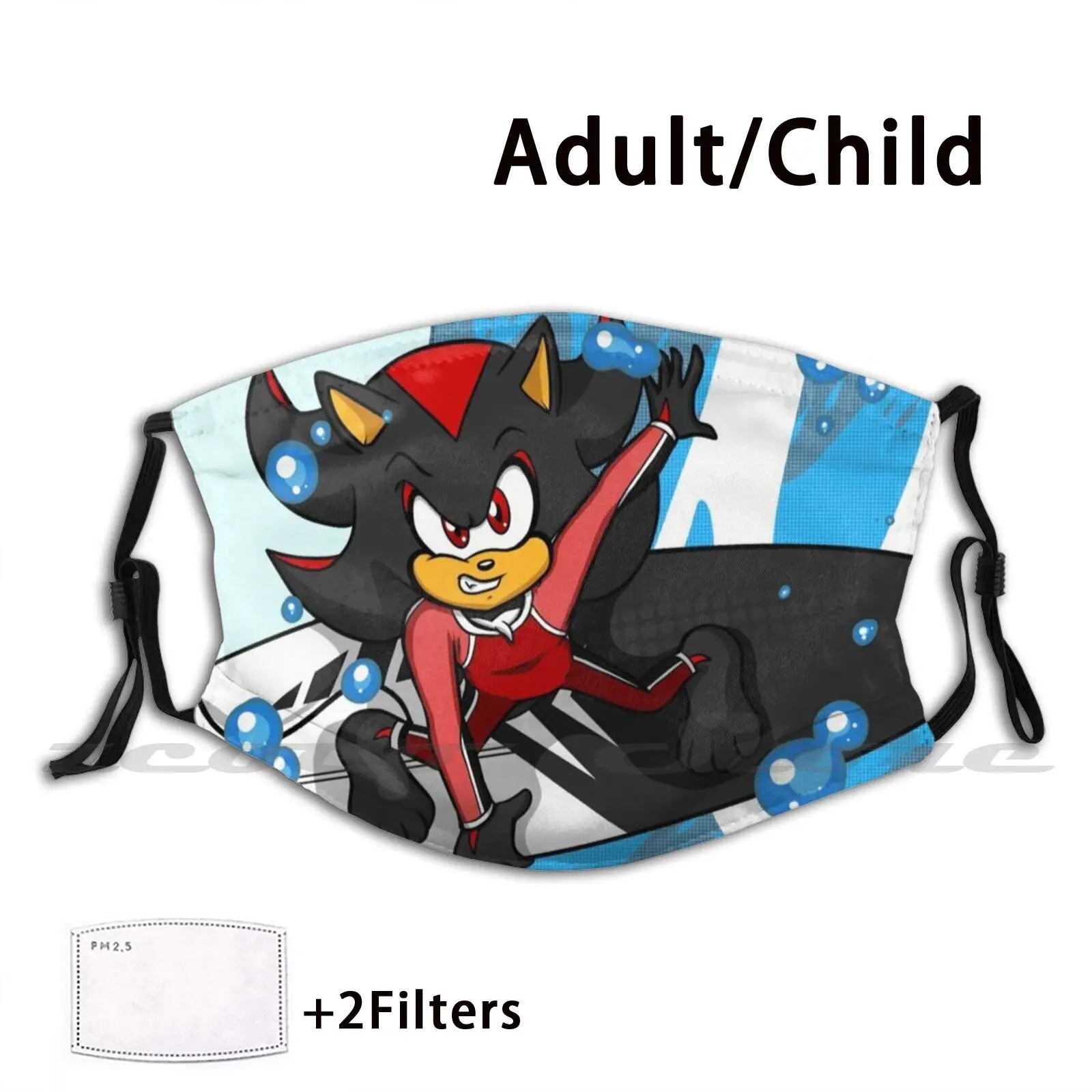 Shadow Surfer Custom Pattern Filtro Lavabile Pm2.5 Maschera Per Bambini Adulti Ocean Sea Shadow Surfer E Tokyo Shadow The Hedgehog