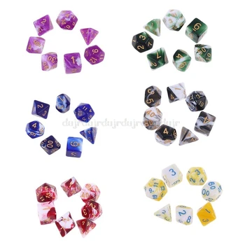 

7 Pcs Polyhedral Acrylic Dices Double Colors Digital Multi Sided Game Supplies J07 20 Dropship