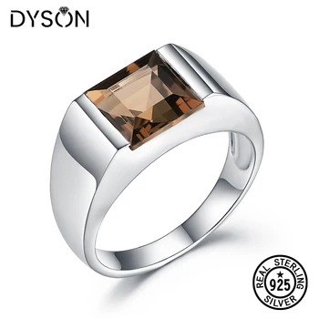 

Dyson 925 Sterling Silver Ring Created Smoky Quartz Square Simple Classic Men's Ring Birthday Anniversary Gift Fine Jewelry