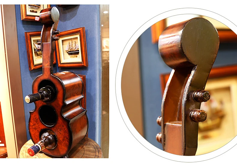 3 бутылки деревянный вертикальный винный держатель стойка для бара для дома креативная скрипка гитара винный шкаф полка Европейский ретро 60 см