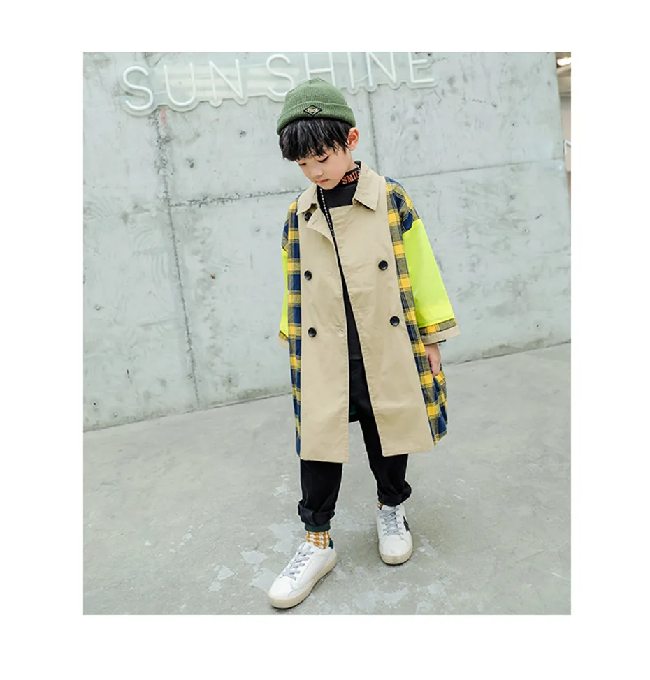 Boys Jackets Fashion Plaid Boy Child Jacket Long Sleeve Windbreaker For Kids Autumn Korean Winter Clothes For Boys 6 8 10 12 14