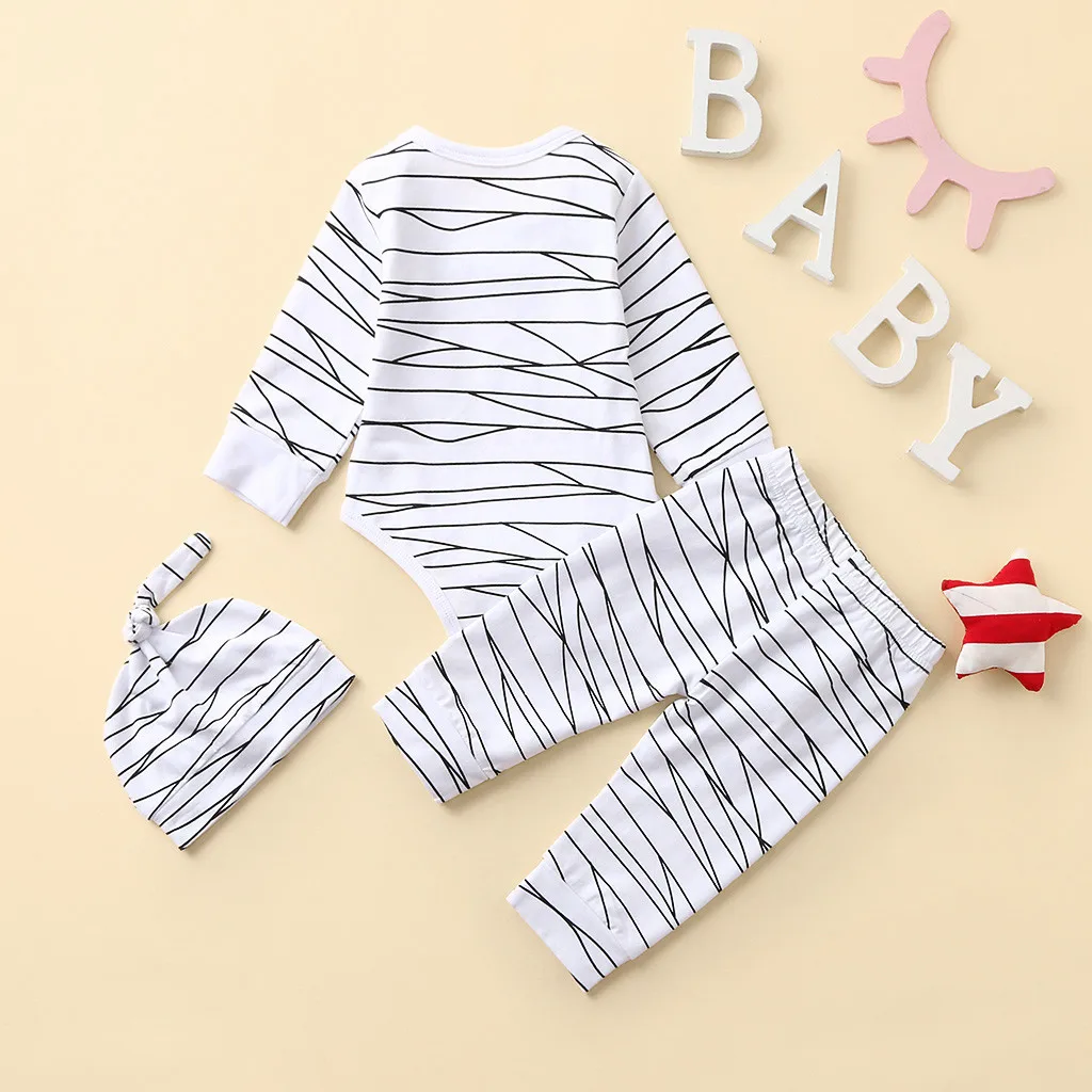 New Halloween Clothes Newborn Infant Clothing set Baby Boys Costume Cartoon Mummy Romper Pants Hat Halloween Outfits Set