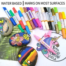 

Double Head Art Stone Marker Permanent Acrylic Paint Markers Pens Rocks Glass Drawing Canva Fabric Wood DIY Crafts Stationery