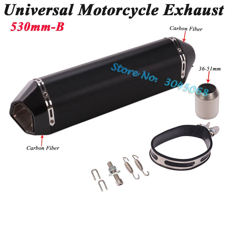 Универсальный мотоцикл Yoshimura 51 мм выхлопная труба Escape модифицированный мото глушитель из углеродного волокна для Ninja 650 GSR750 CBR500 R1 R6 ATV - Цвет: 530mm-B