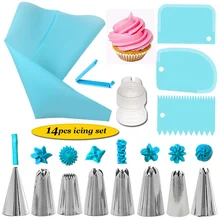 14 Teile/satz Wiederverwendbare Icing Friedliche Düsen Set Gebäck Tasche Schaber Blume Creme Tipps Konverter Backen Tasse DIY Kuchen Dekorieren Werkzeuge