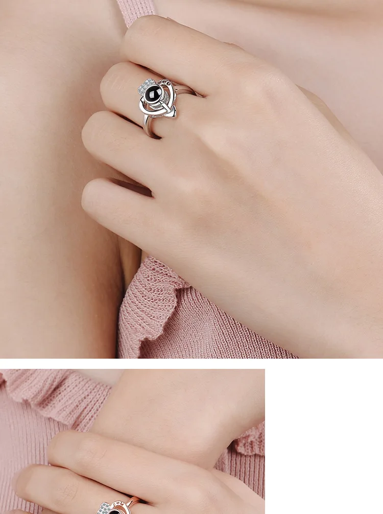 Женское кольцо для влюбленных девушек 100 языков I Love You проекционное кольцо подарок для свадьбы обручальные кольца в форме сердца кольцо с памятью