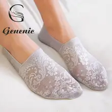 Низкие прозрачные носки с вырезами на щиколотке; сезон весна-лето; стильные короткие носки-башмачки с кружевными цветами для женщин и девочек; носки Противоскользящие тапочки