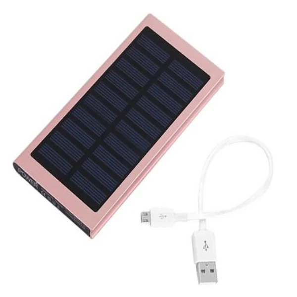 Rose Gold 10000 мАч Солнечный внешний аккумулятор ультра тонкий двойной USB светодиодный светильник внешний аккумулятор повербанк портативное зарядное устройство для Xiaomi iPhone X 7/8 - Цвет: Rose Gold