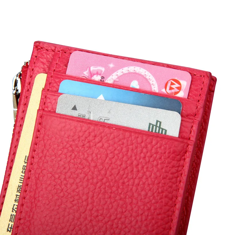 Тонкий брелок держатель для карт унисекс RFID кожаная сумка маленькая карта кошельки женский мини Кредитная карта чехол Сумки для монет на молнии Carteira