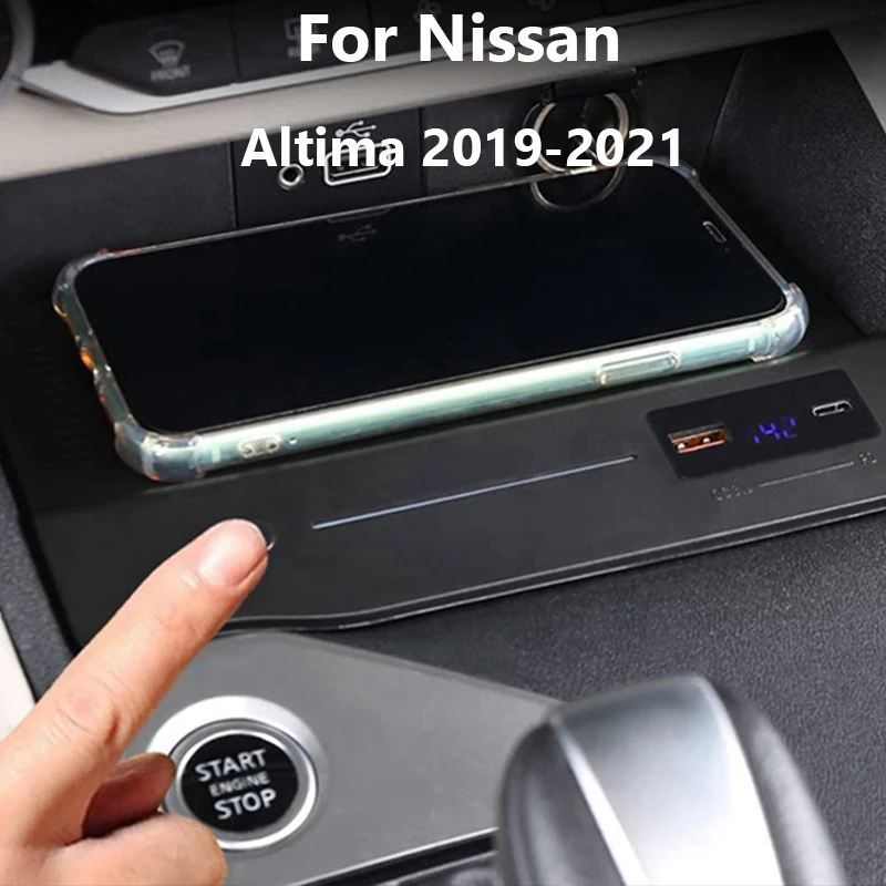 

For Nissan Teana Altima 2019 2020 2021 accessories 15W fast phone charger charging panel pad charging holder Wireless charger