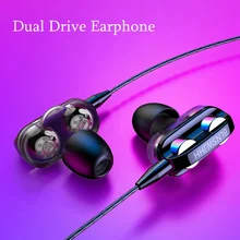 Наушники с двойным приводом, наушники, игровая музыка, стерео бас гарнитура, проводные наушники, HiFi наушники для смартфона с микрофоном