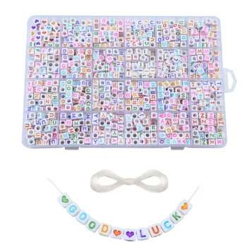

1200pcs/1box mixed letter beads square letter beads acrylic beads DIY jewelry making bracelet necklace accessories wholesale