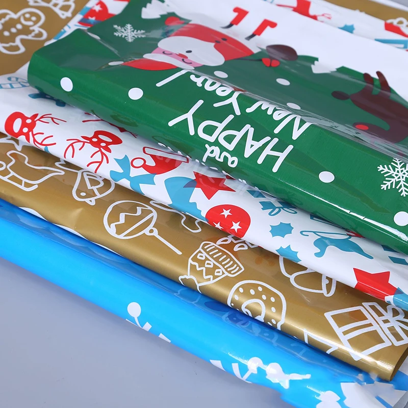 30pcs Christmas gift bags+ 30pcs ribbons Drawstring Snowflake Gift Bags Candy Favors Present Wrapping