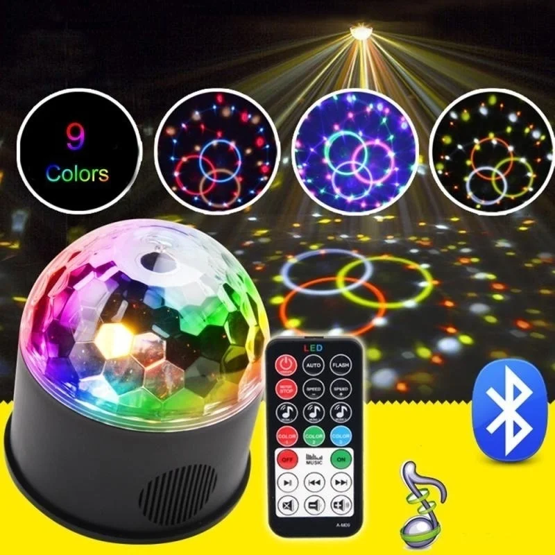 9 цветов led Голосовое управление Bluetooth сценический светильник usb диско шар с Mp3
