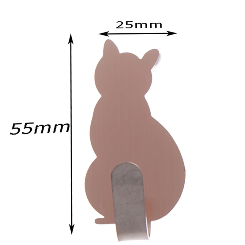 2pcs Self Adhesive Hooks Cat Pattern Storage Holder For Bathroom Kitchen Hanger Stick On Wall Hanging Door Clothes Towel Racks