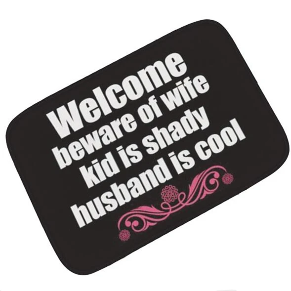 Funny Welcome Beware of Wife Floor Entrance Doormat Humor Kid Shady Husband Cool Door Mat Rug Carpet Hallway Front Decor | Дом и сад