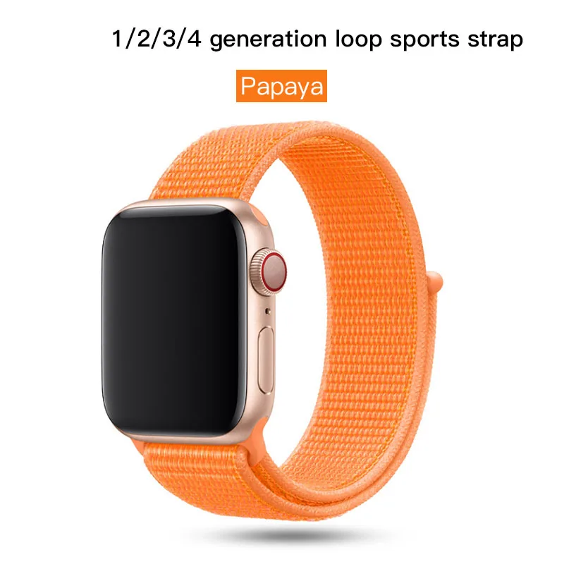 Sport Loop For Apple Watch Band Strap Apple Watch 4 Band 44mm 40mm Band 42mm 38mm Nylon Bracelet Watchband Series 3 2 1 4 - Цвет: papaya