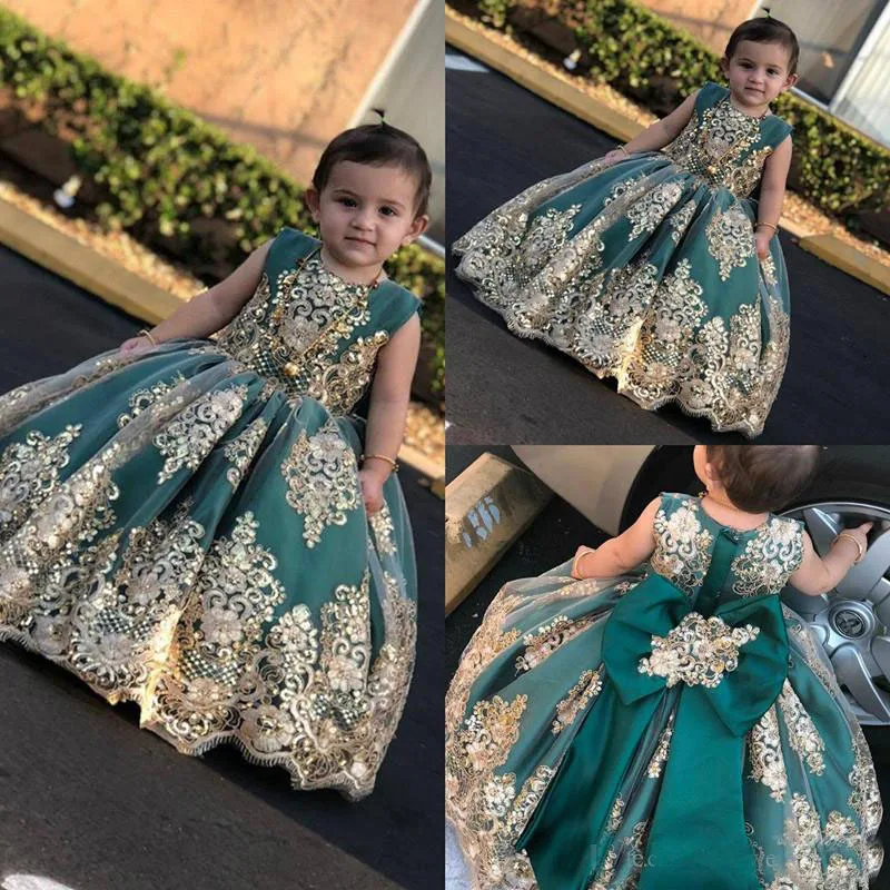 gold toddler flower girl dress