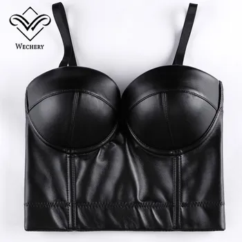 Corsé de cuero para mujer, Top corto, corpiño gótico, corpiño de realce, lencería Sexy, corsé, camisola corta de fiesta de talla grande 6XL 5
