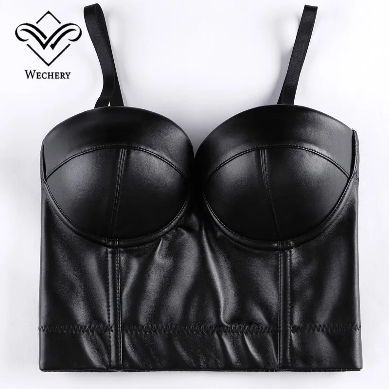 Wechery Women Leather Corset Top Crop Bustier Gothic Bra Push Up Bodice Sexy Lingerie Corselet Party Short Camis Plus Size 6XL - Image 5