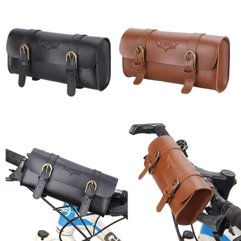 

Bicycle Handlebar Bags Retro Classical Bike PU Leather Bag For Cell Phone Small Objects Storage