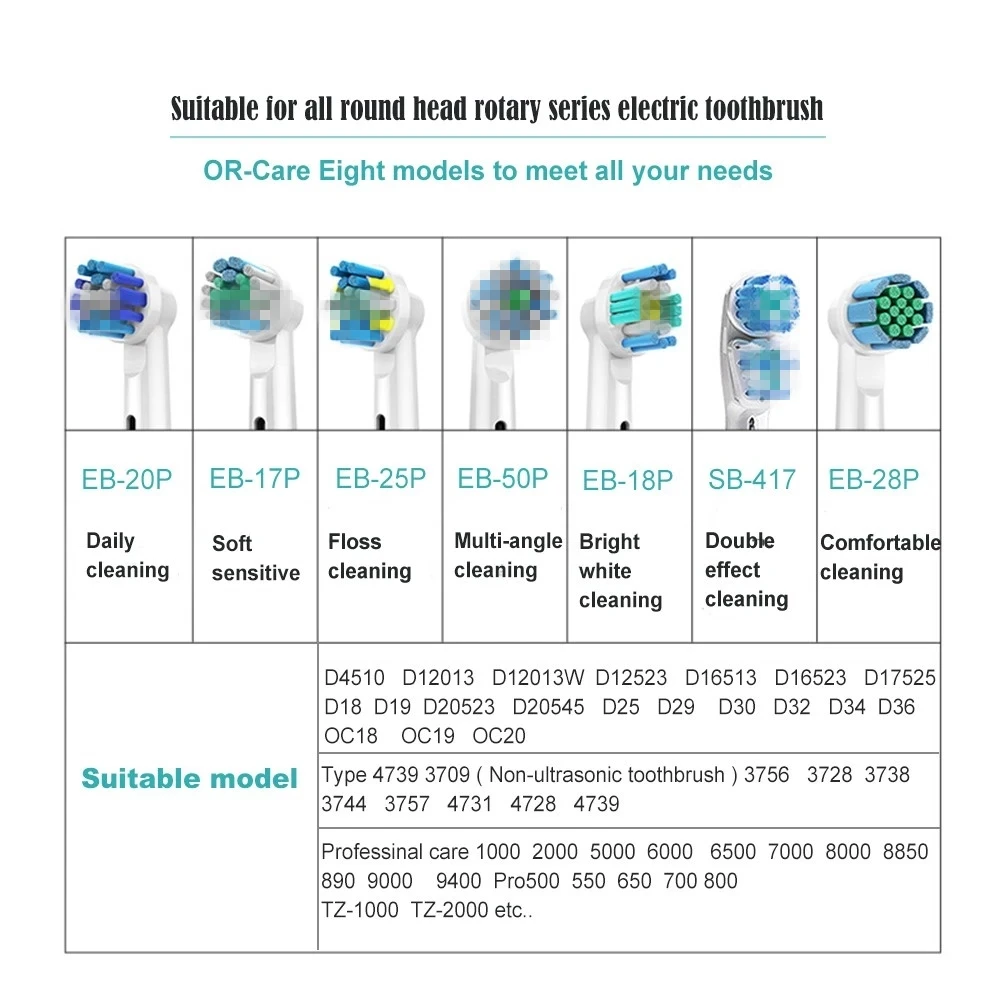 Replacement Brush Heads For oral B D12 D16 D29 D20 D32 OC20 D10513 DB4510k 3744 3709 3757 D19 OC18 D811 D9525 D9511 20x toothbrush heads
