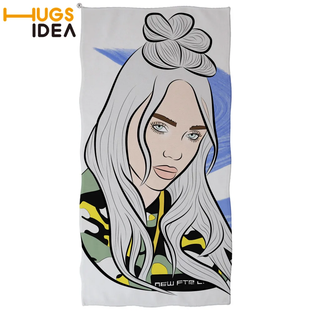 HUGSIDEA банное пляжное полотенце для взрослых с принтом Billie Eilish, быстросохнущее полотенце для лица, впитывающие купальники, полотенце для душа s - Цвет: YY2554