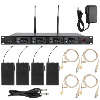 

UHF 621.5~643.7Mhz Fixed Frequency Point 1 to 4 Wireless Lapel Microphone 100-240V UHF one for four microfono inalambrico