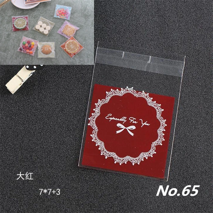 Red LBSISI Life 100 шт. 7x7+ 3 см самоклеющиеся пакеты конфеты из нуги печенья Упаковка OPP ювелирные изделия подарок поли маленькие пластиковые пакеты для мыла - Цвет: Red